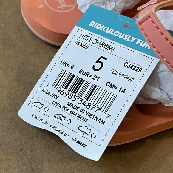 Reef Sandals Kids Toddler Size 5 Peach Parfait Little Charming Seashell CJ4229 - Picture 9 of 11